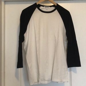 Black and white 3/4 sleeve baseball tee
